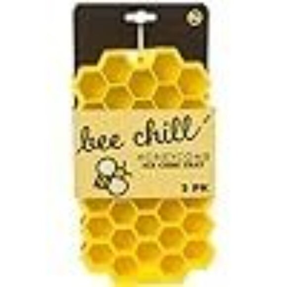 NEW Bee Chill Silicone Set of 2 Ice Trays for Hexagonal Ice, Yellow and Orange - Picture 6 of 7